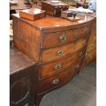 A 19th Century mahogany bow fronted chest fitted two short and three long drawers, raised on
