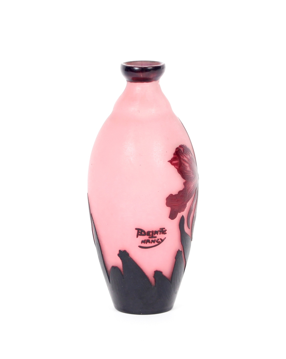 A De Latte Nancy cameo glass baluster vase, with relief etched floral decoration on a mauve tinted - Image 2 of 18