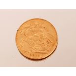 A George V gold Sovereign 1913