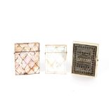 Two mother of pearl visiting card cases; and one other (3)