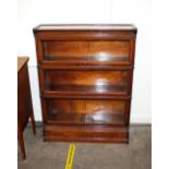 An oak Inglesants, three section bookcase, Registration No. 467666, 87cm wide x 115cm high