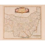 Robert Morden, coloured map of Suffolk, 37cm x 42cm