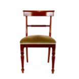 A set of six 19th Century mahogany bar and rope twist back dining chairs, Dralon upholstered seats