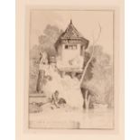 John Sell Cotman, etching "Garden House on the Banks of the River Yare", 31cm x 23cm