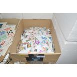 A box of foreign stamps