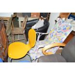A yellow painted modernist style dining chair; and