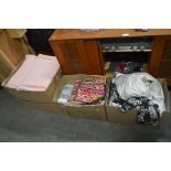 Three boxes pf mostly textiles