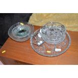 A quantity of mostly glass bowls, tea light holder