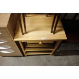 A beech table fitted single drawer