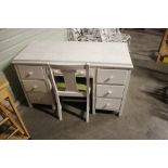 A white painted knee hole desk