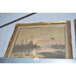 A gilt framed oil on canvas signed D Knight depict