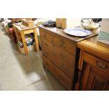 A Georgian oak chest fitted two short over three l