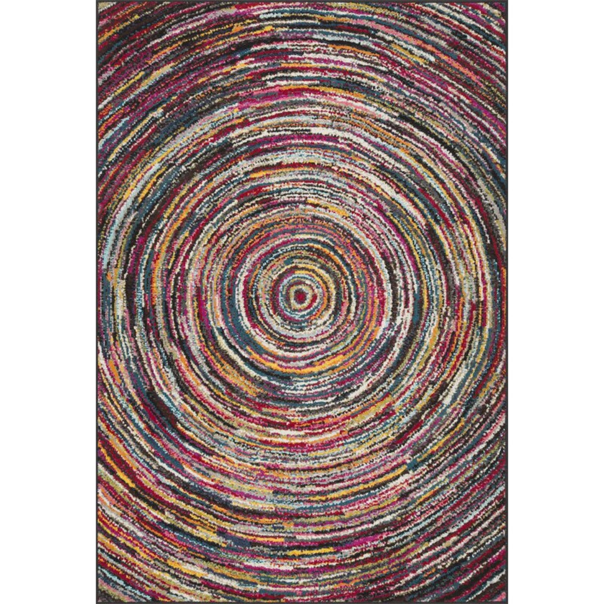 Agadir Looped/Hooked Pink/Turquoise/Orange Rug by Longweave (round 160cm dia)