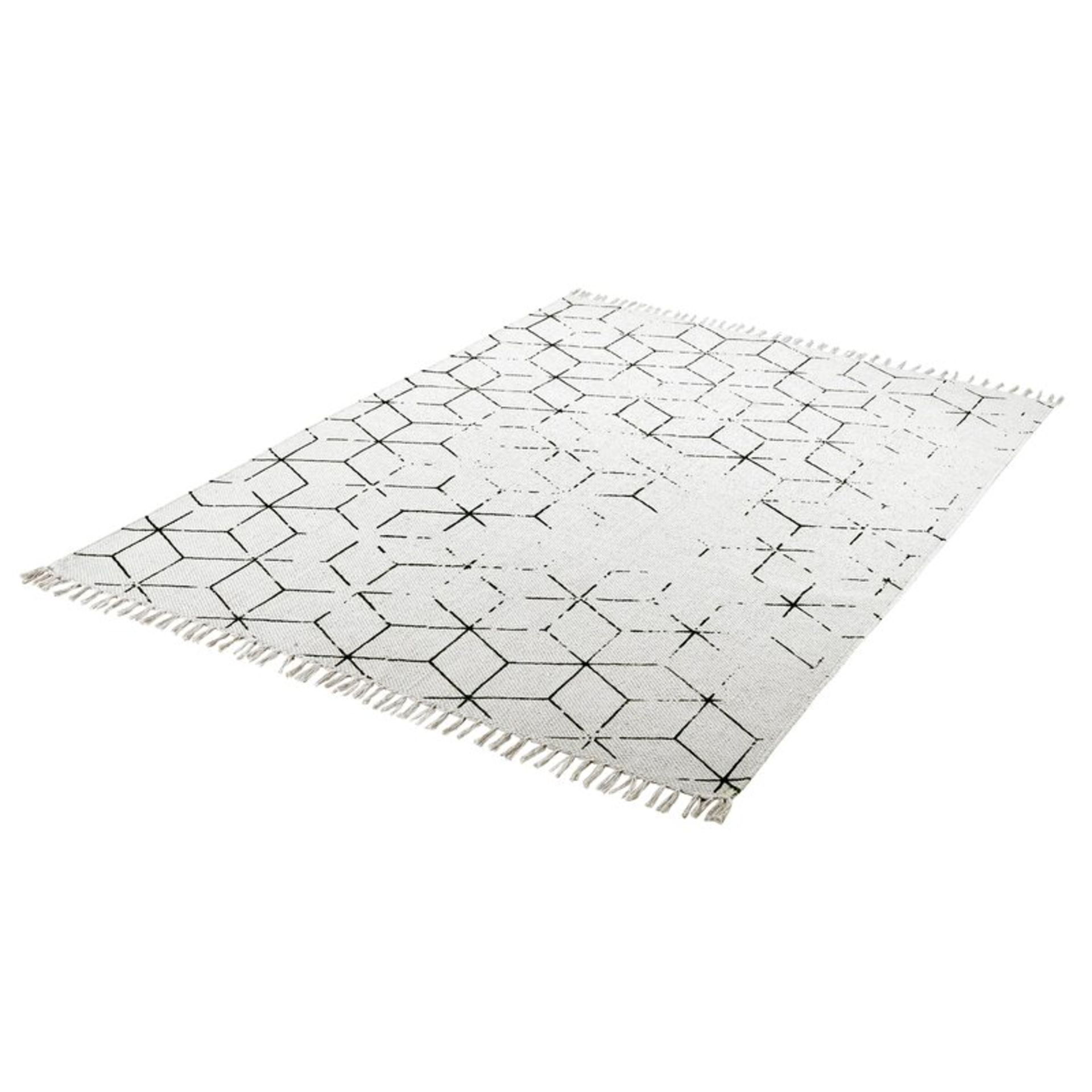 Castle Handwoven Flatweave Cotton Grey Rug by Borough Wharf - Image 2 of 3