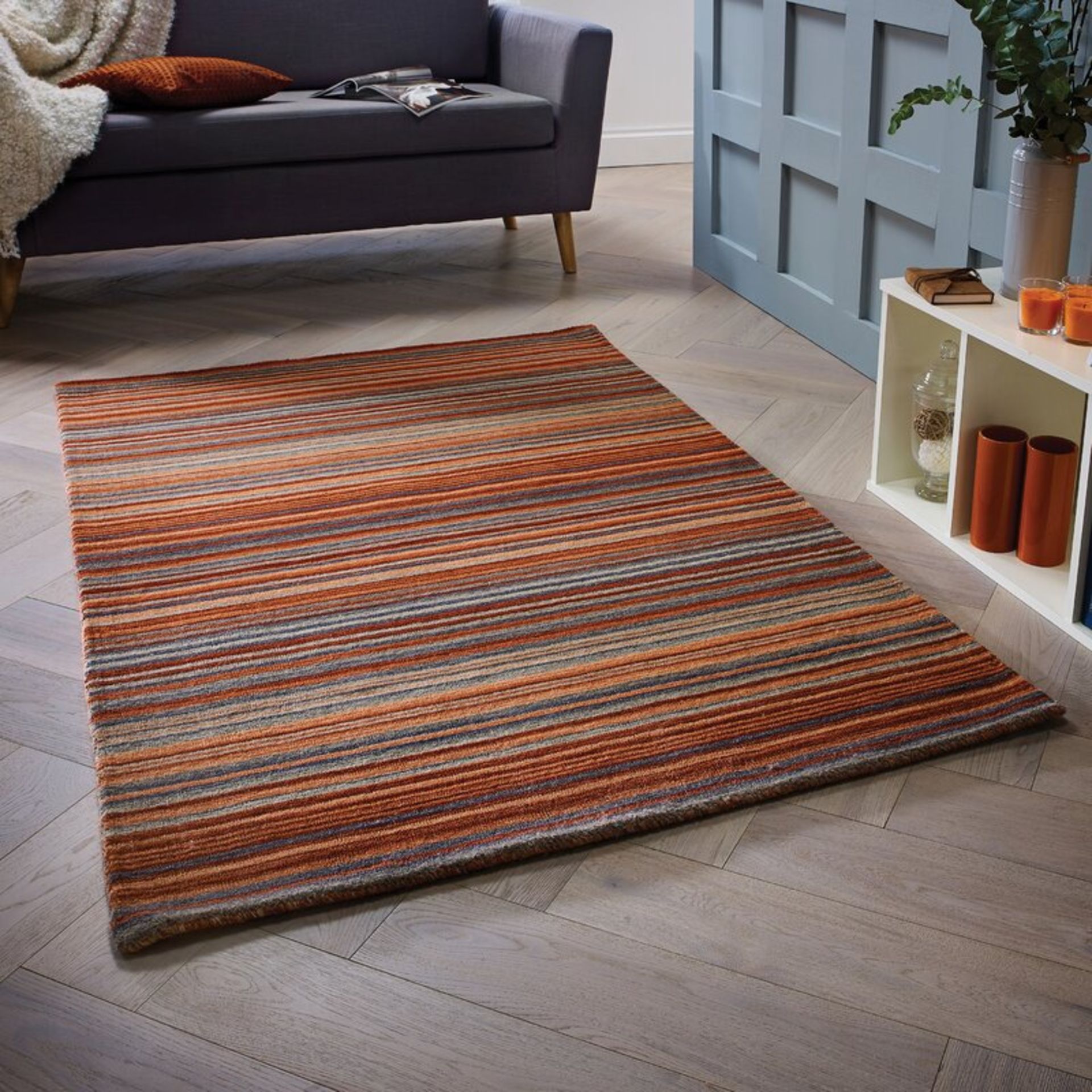 Nassar Hand-Woven Wool Orange Rug by Caracella - Image 2 of 3