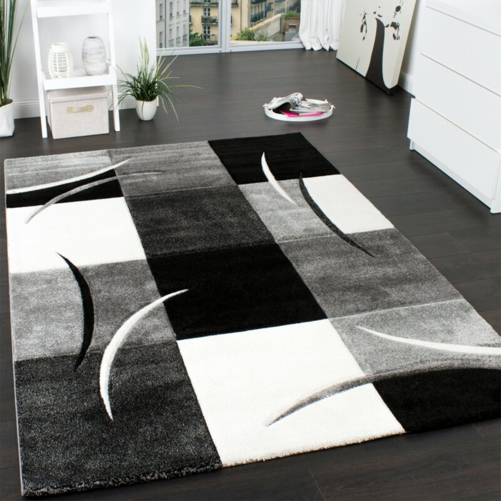 Benvolio Black/White/Grey Rug by 17 Stories (120 x 170cm) Further Information The