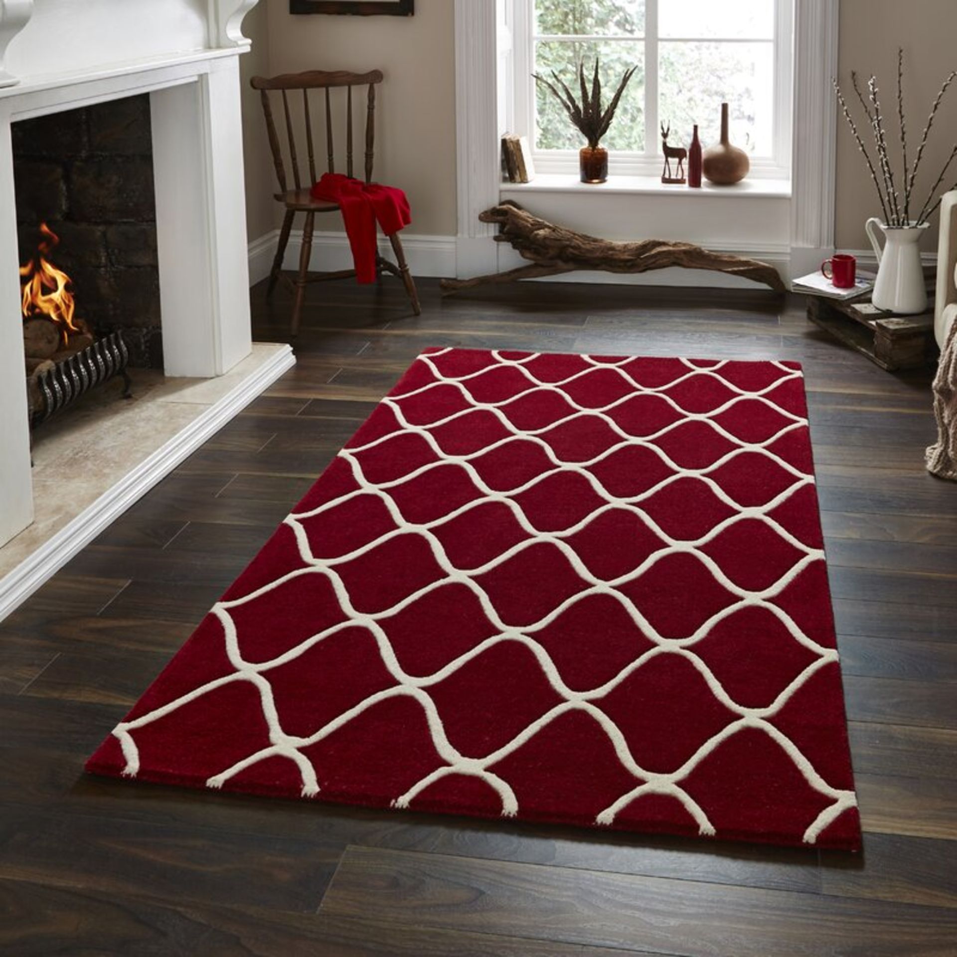 Selma Hand-Woven Red Area Rug,