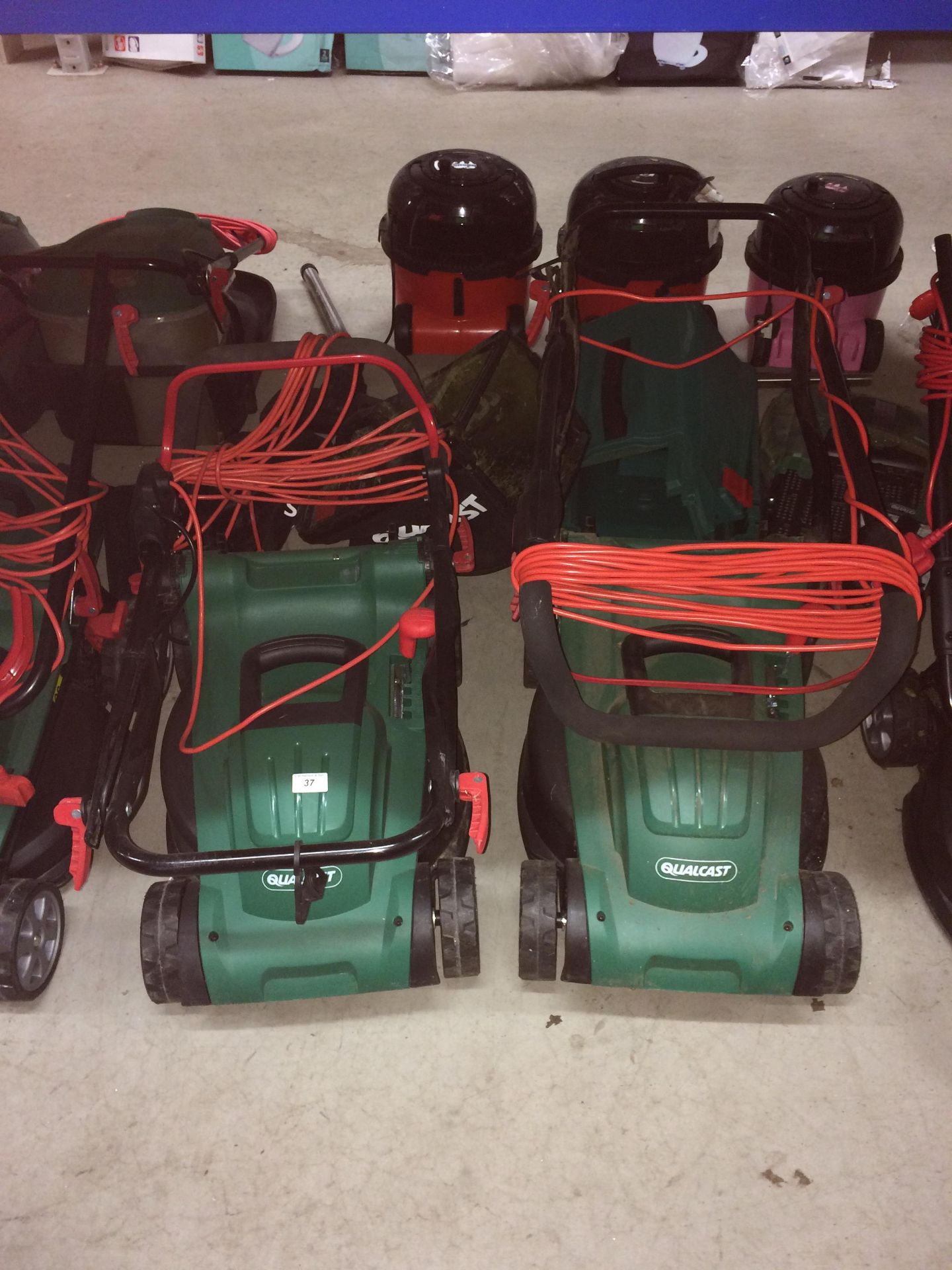 2 x Qualcast electric lawnmowers - one non runner plug cut off