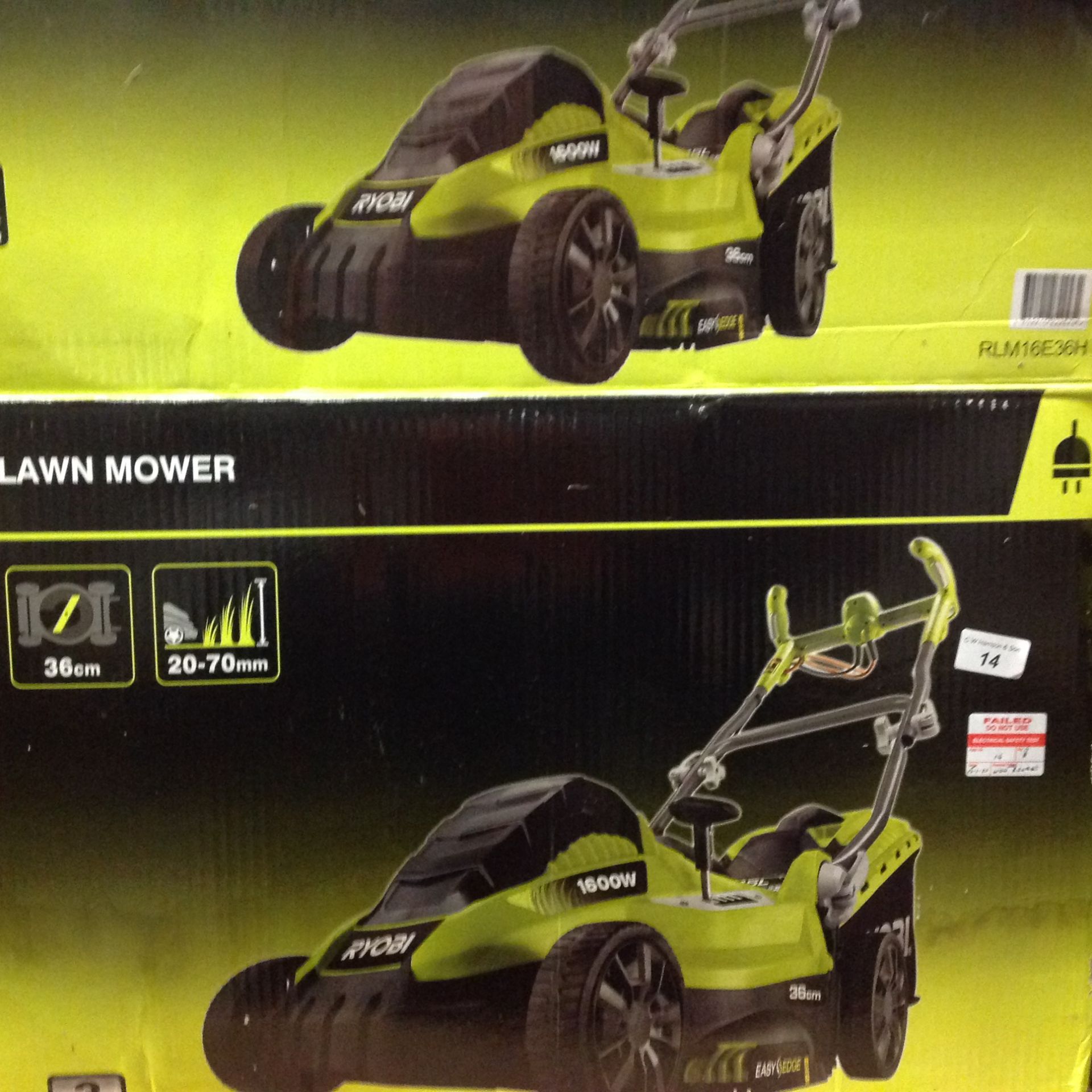 Ryobi 1600w 36cm lawn mower - 240v - non runner plug cut off