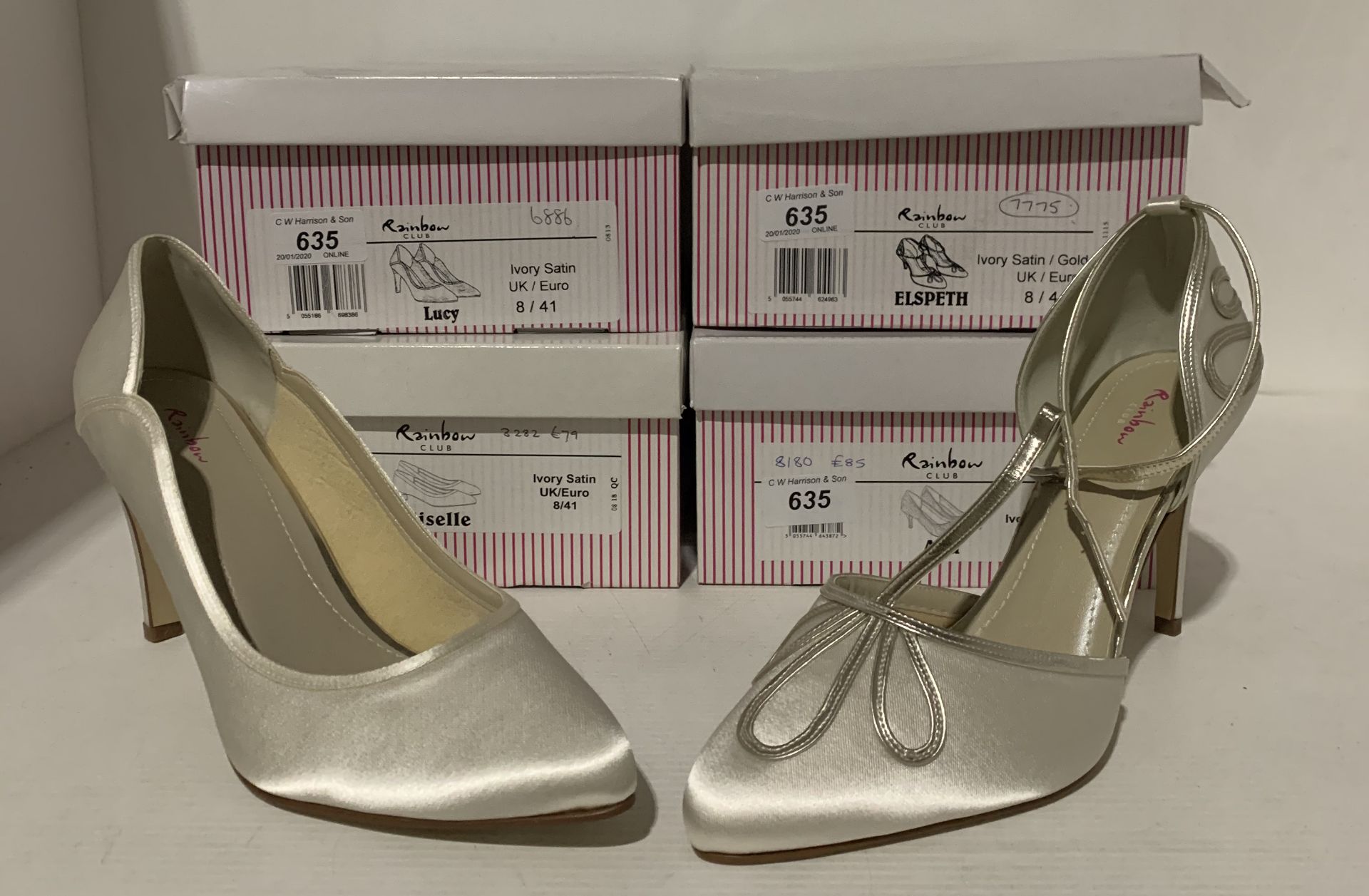 4 x pairs of bridal shoes by Rainbow Club - size 8/41