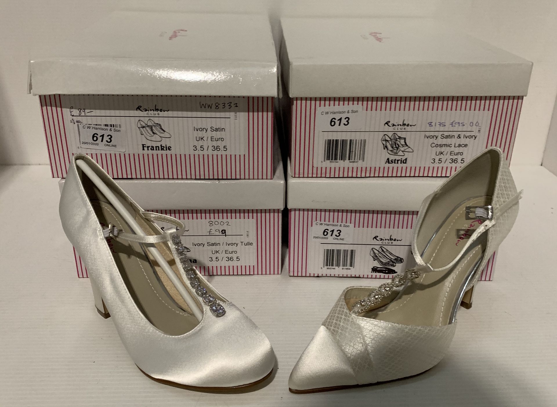 4 x pairs of bridal shoes by Rainbow Club - size 3.5/36.