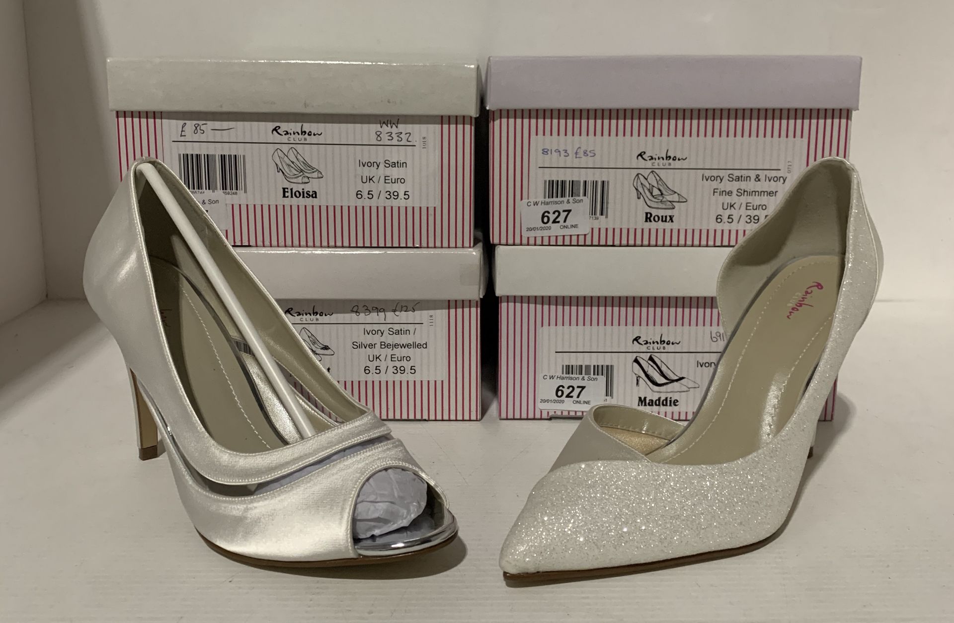 4 x pairs of bridal shoes by Rainbow Club - size 6.5/39.