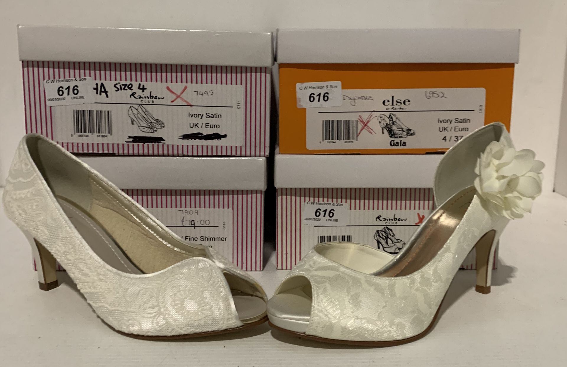 4 x pairs of bridal shoes by Rainbow Club - size 4/37