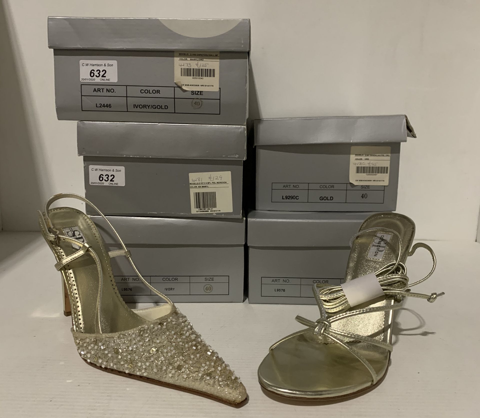 5 x pairs of bridal shoes by SP Collection - size 40