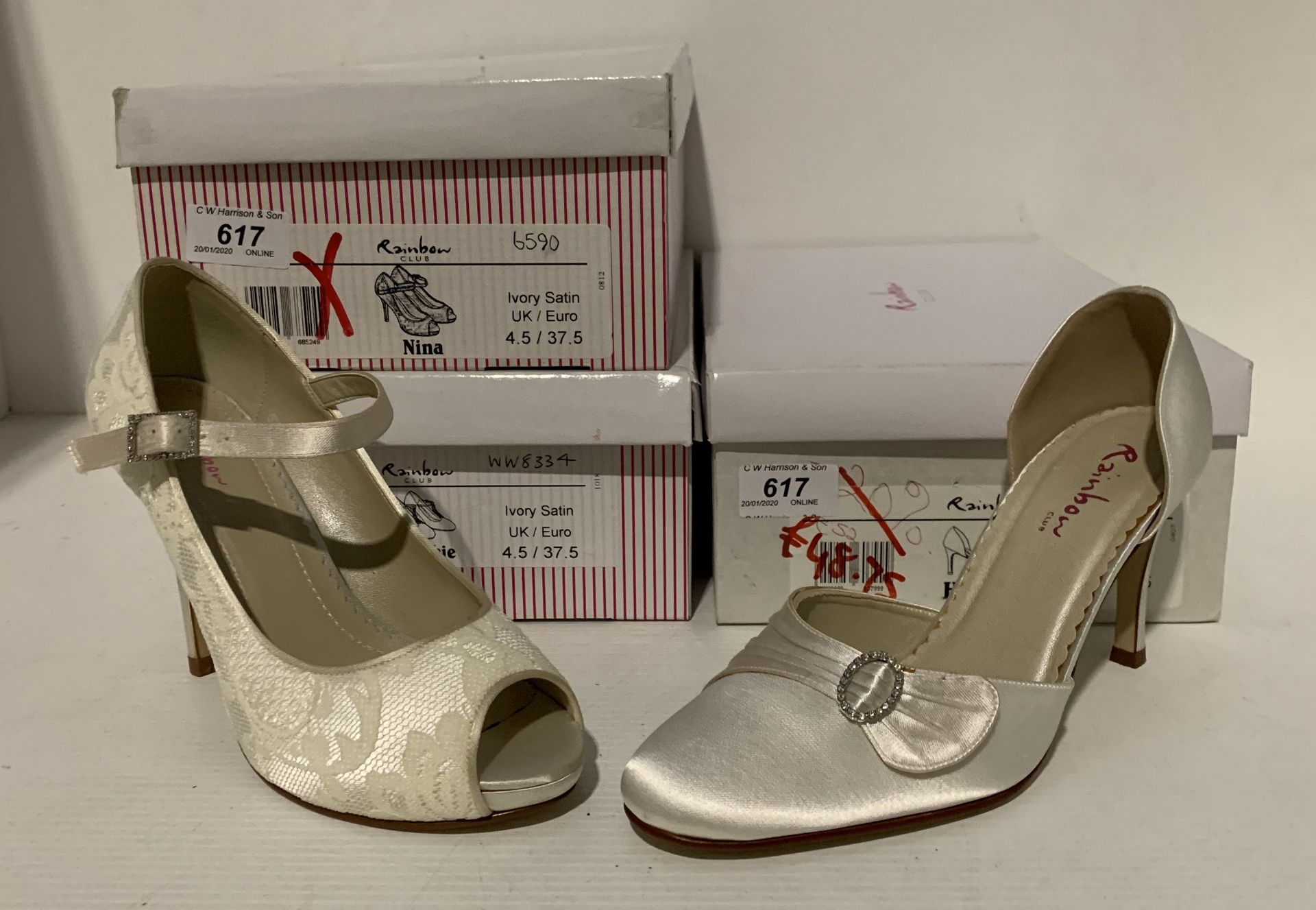 3 x pairs of bridal shoes by Rainbow Club - size 4.5/37.