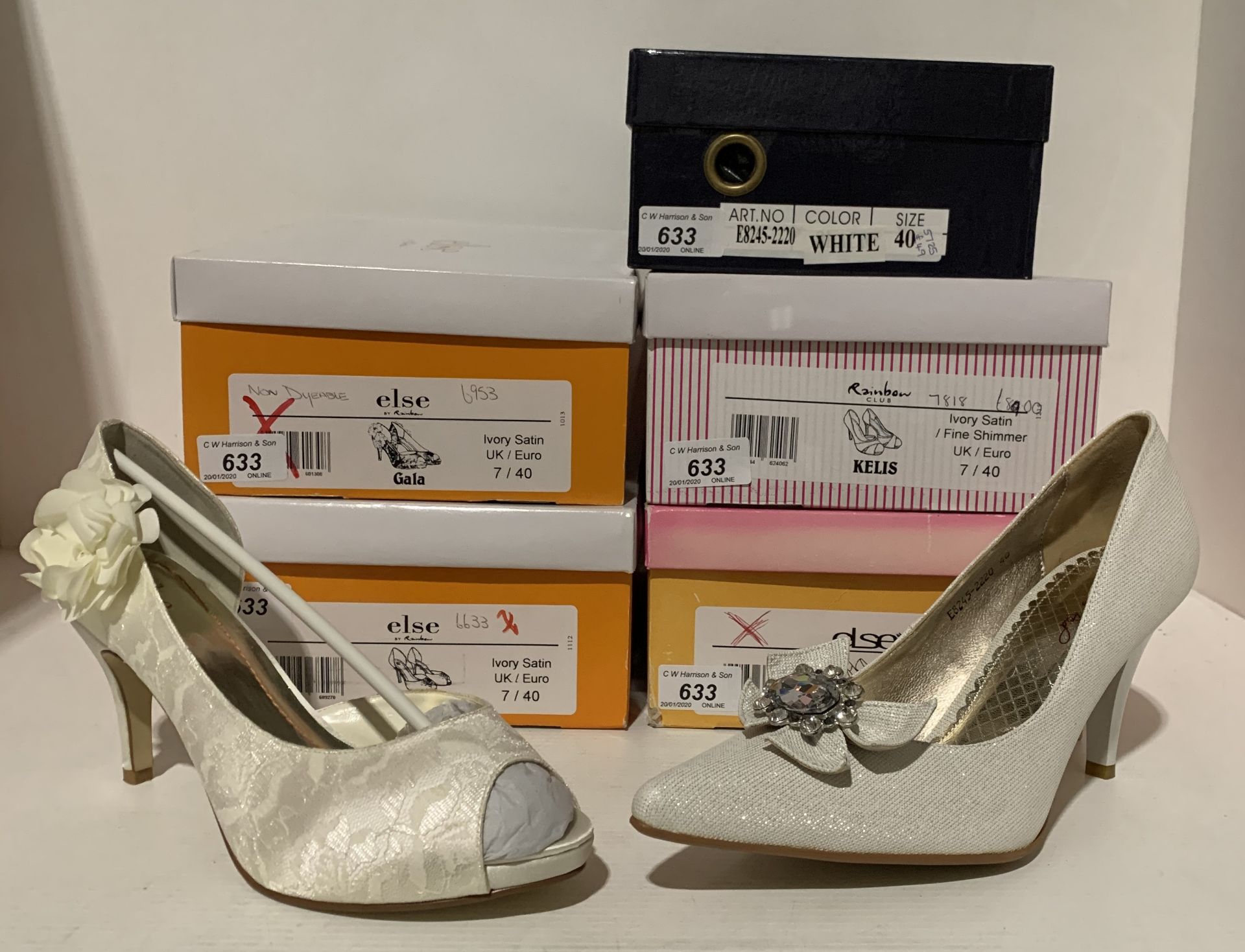 4 x pairs of bridal shoes by Rainbow Club & Nicholas Reid - size 7/40