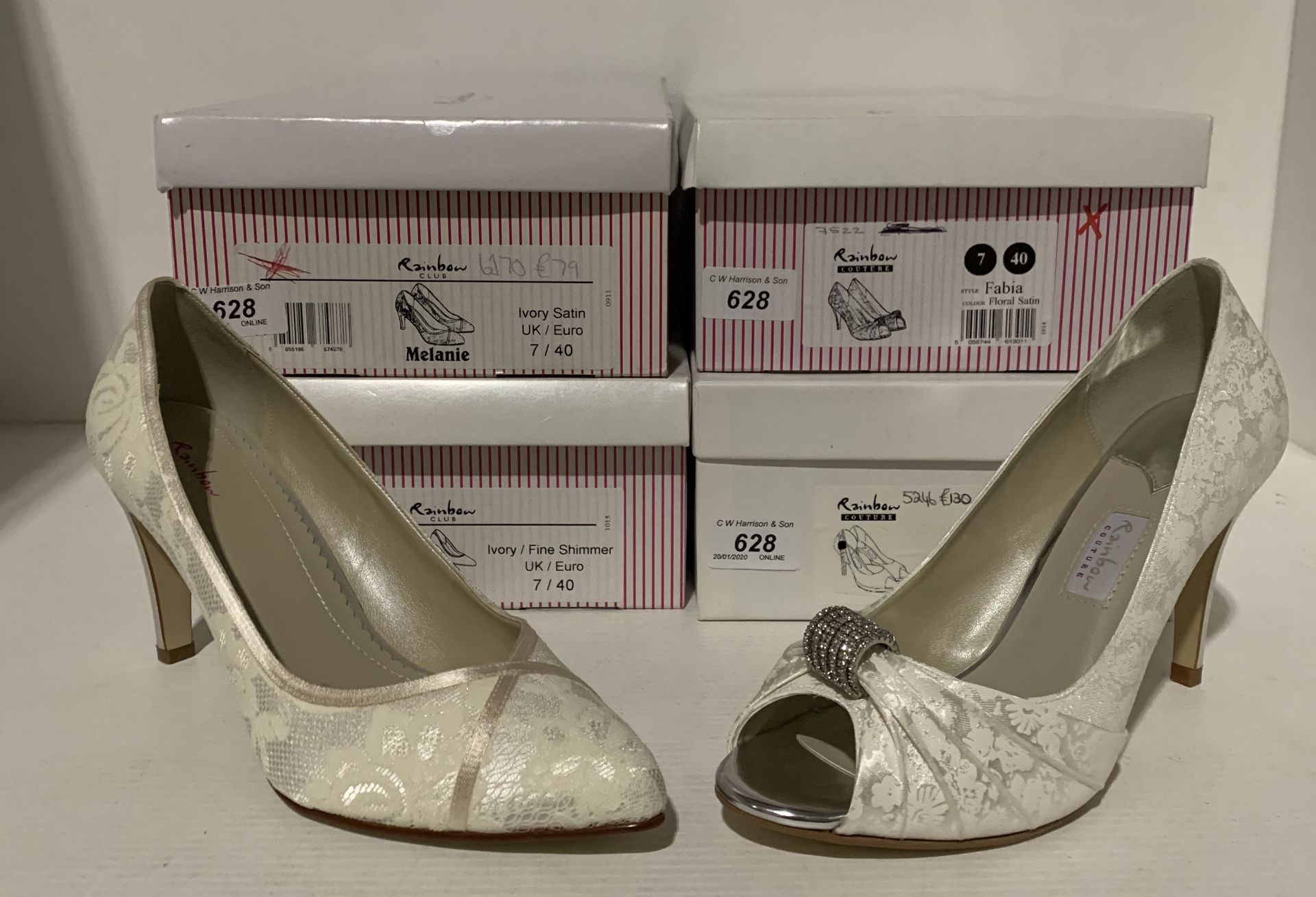 4 x pairs of bridal shoes by Rainbow Club - size 7/40