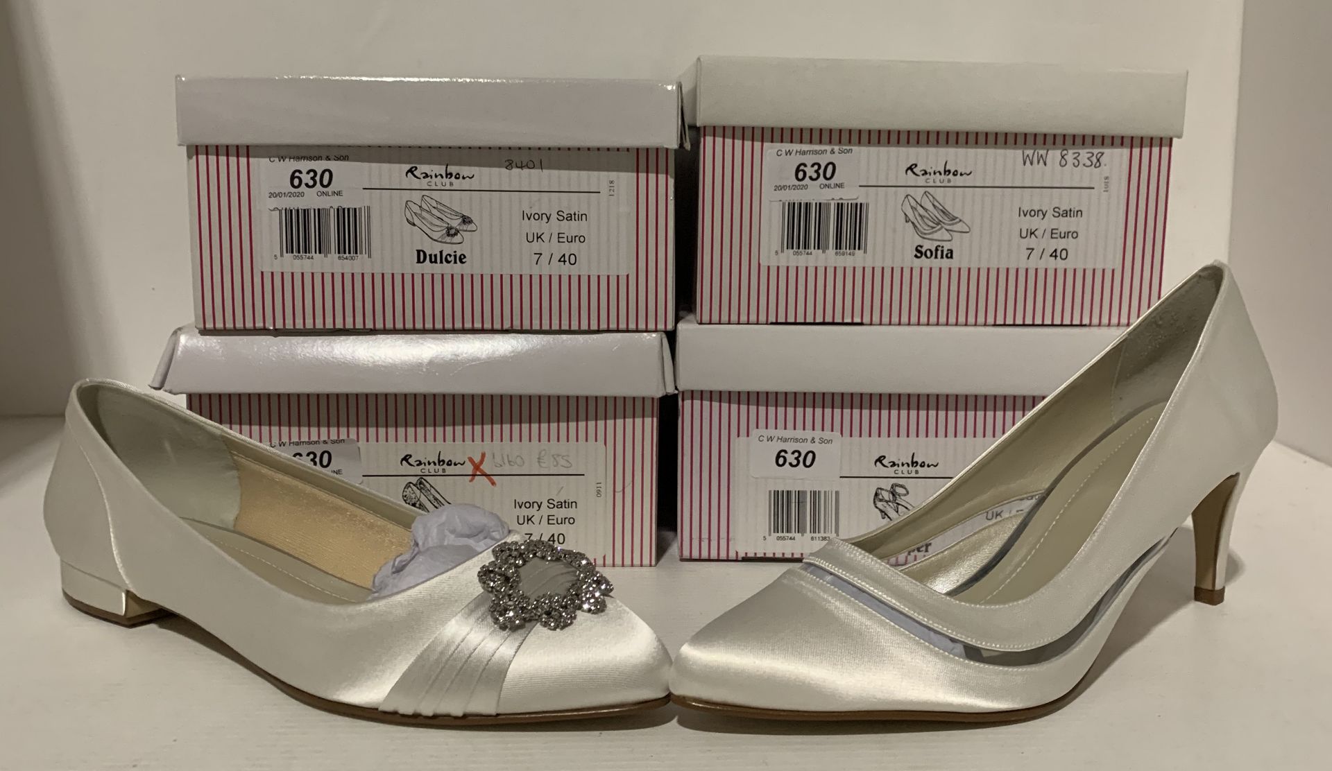 4 x pairs of bridal shoes by Rainbow Club - size 7/40