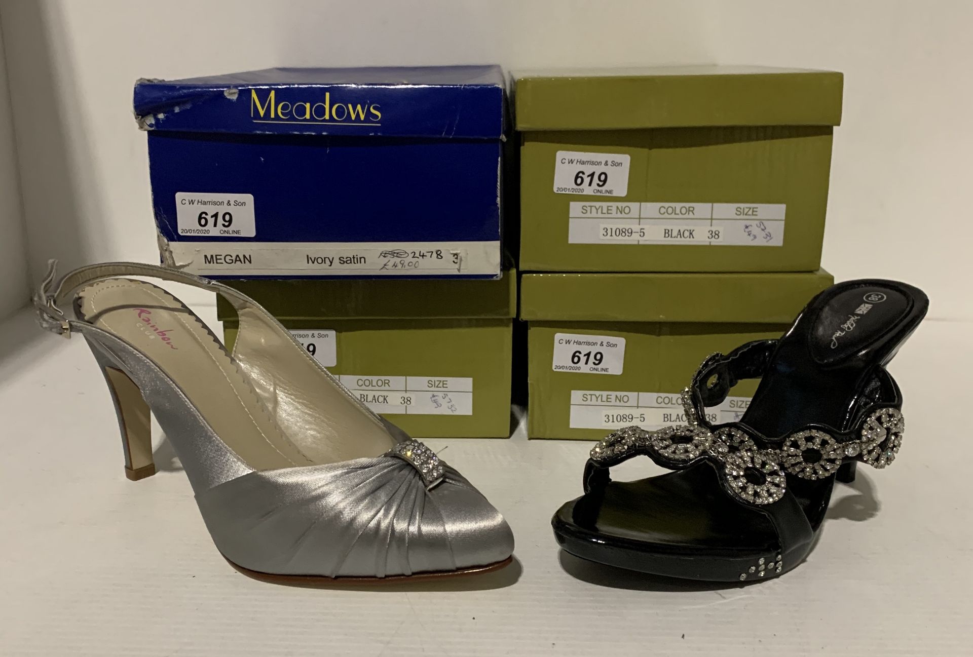 4 x pairs of bridal shoes by Nicholas Reid & Meadows - size 5/38