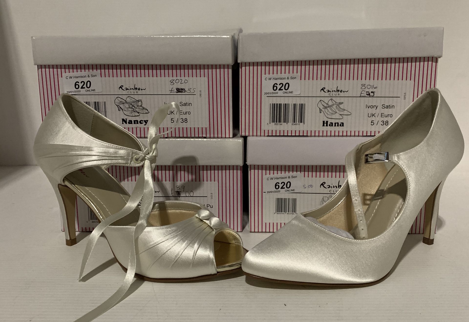 4 x pairs of bridal shoes by Rainbow Club - size 5/38