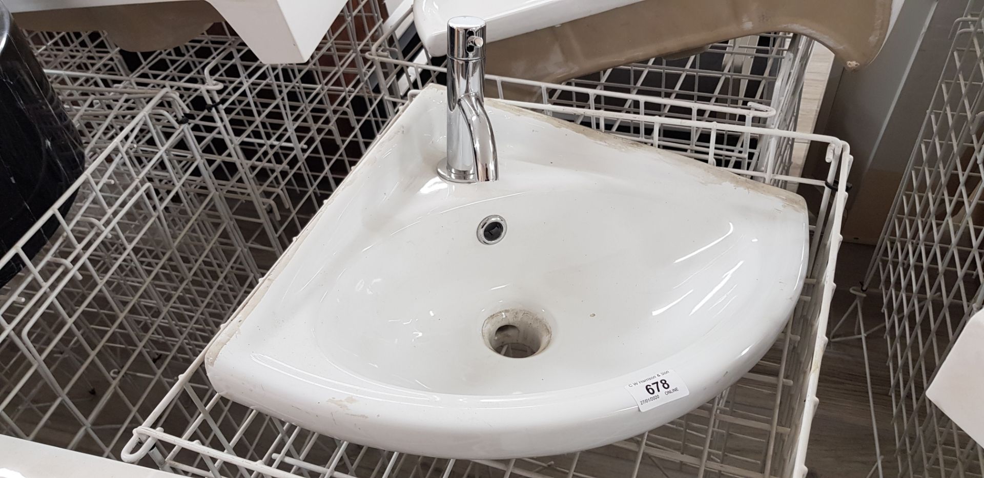360 x 360mm ceramic corner basin & modern tap