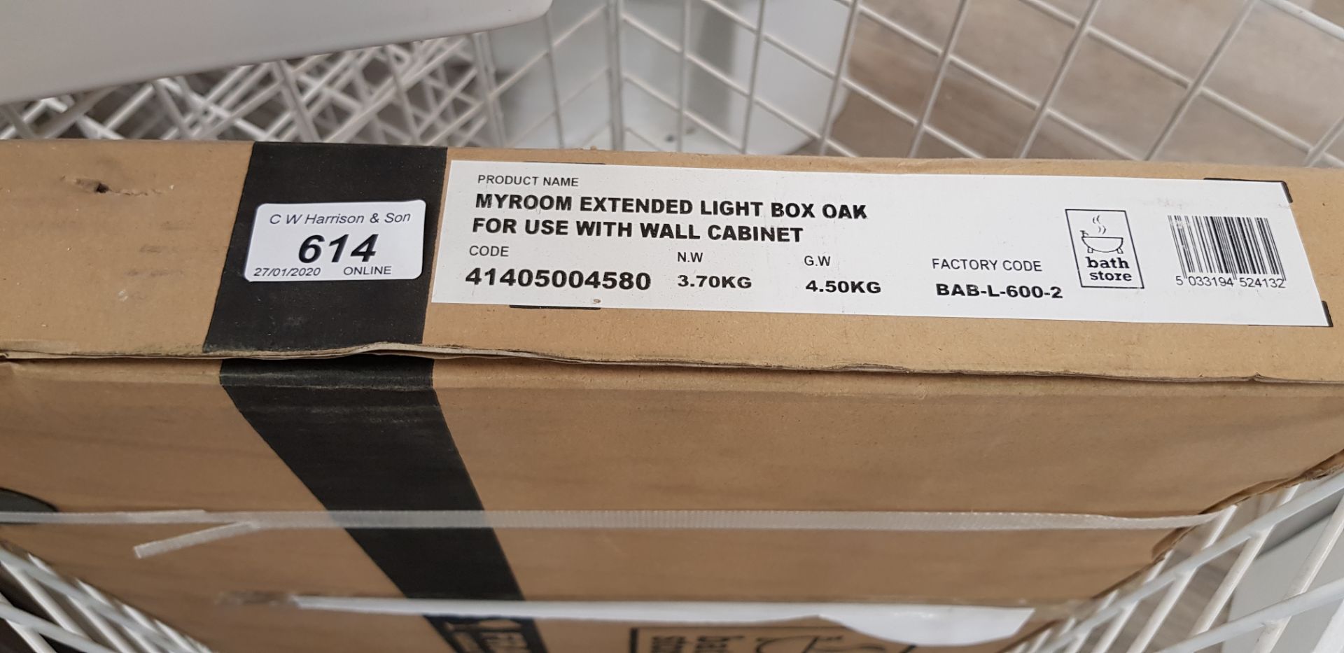 Myroom extended light box in oak finish (for use with wall cabinets)