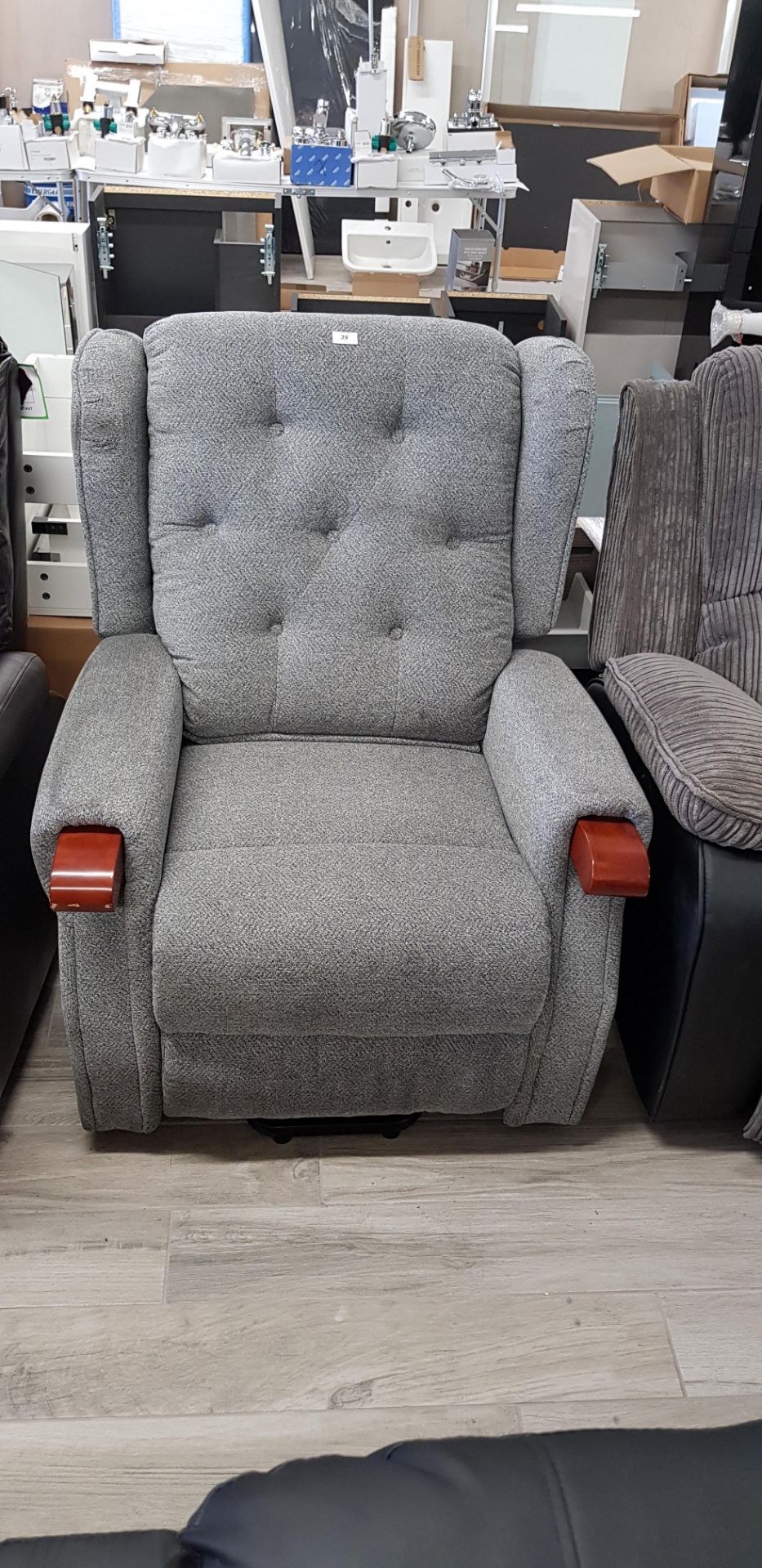 Grey / blue electric traditional style recliner chair