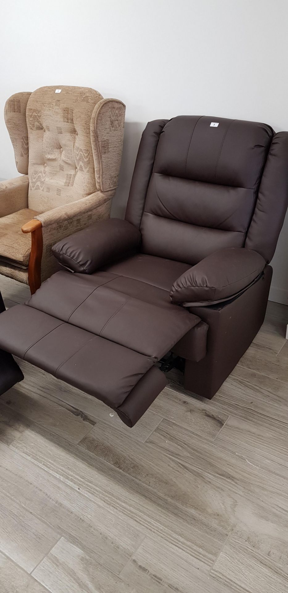 Brown side operated electric recliner chair