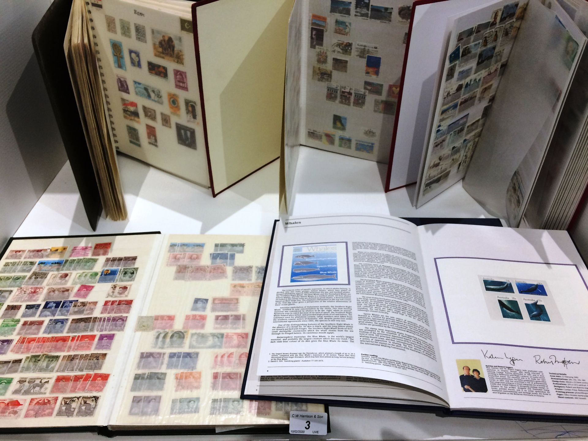 Five stamp albums containing world stamps including many Australian circa 1970s/80s