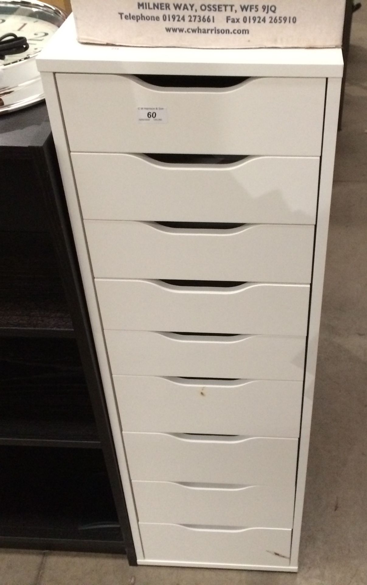 Ikea nine drawer index cabinet in white