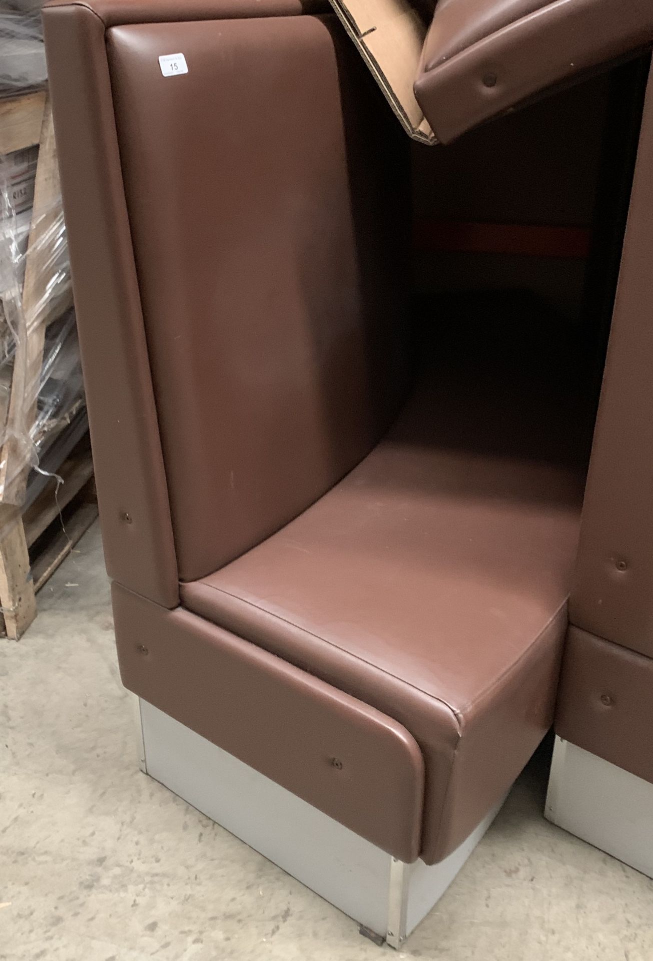Chocolate brown vinyl upholstered curved