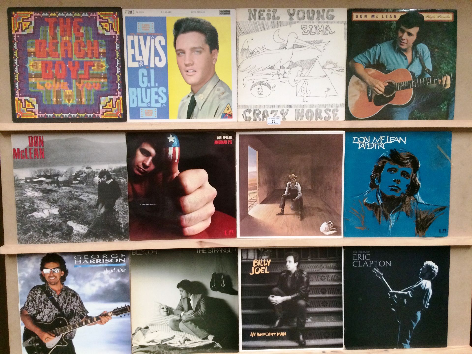 12 LP's - Elvis Presley, Don McLean, Billy Joel,