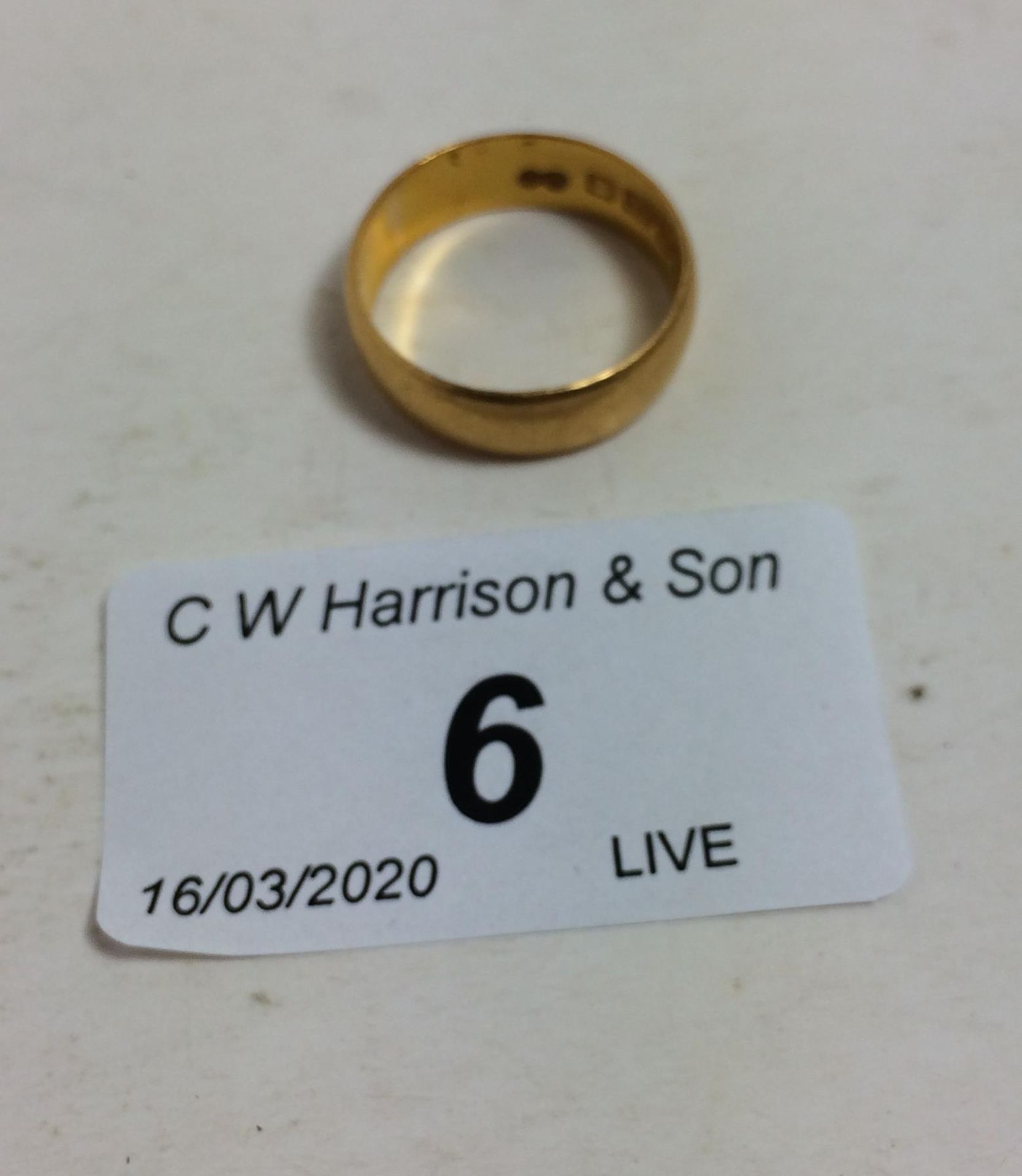 J & H Birmingham lady's 22ct gold wedding ring, approximate weight 5.