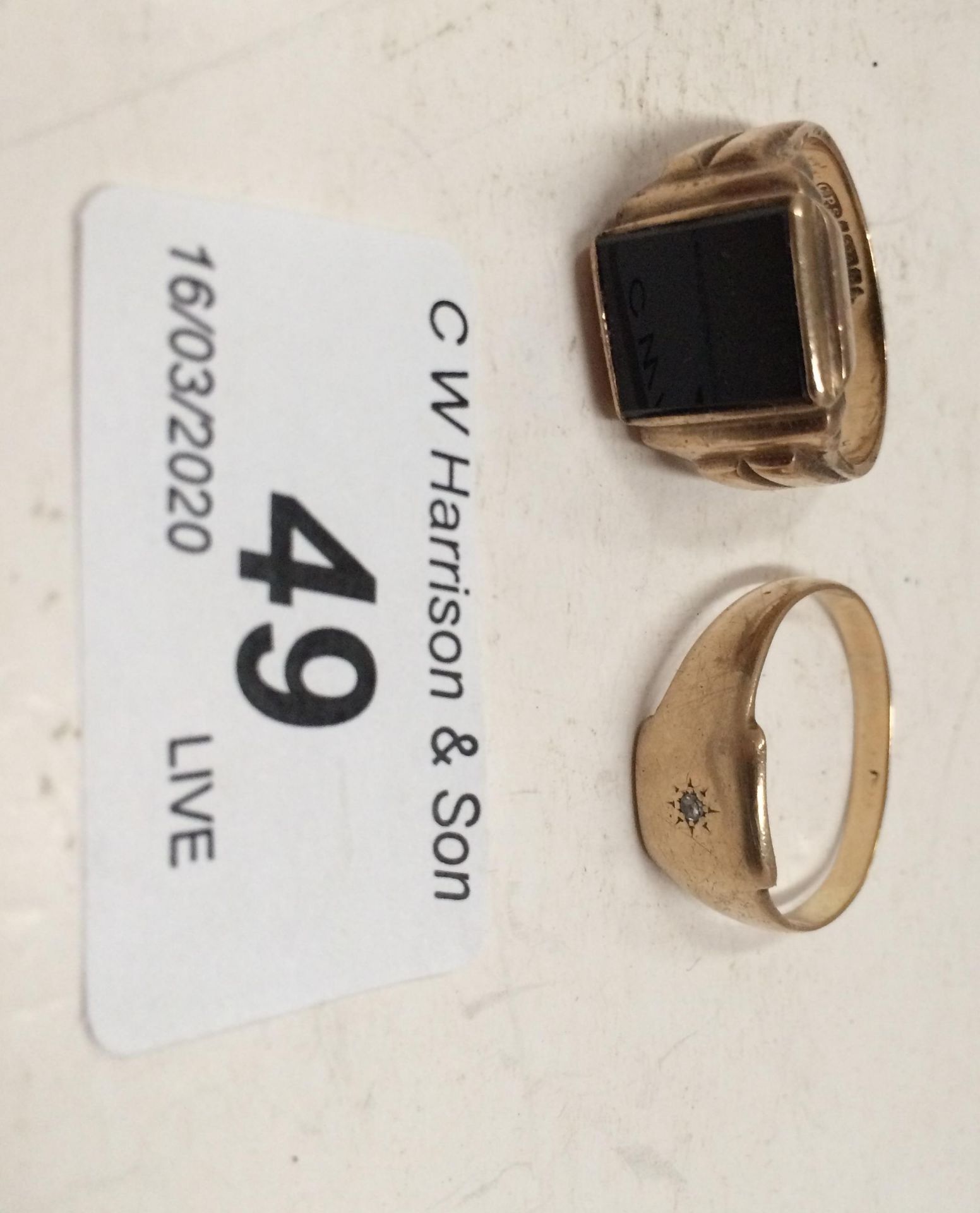 Two 9ct gold signet rings, total approximate weight 10.