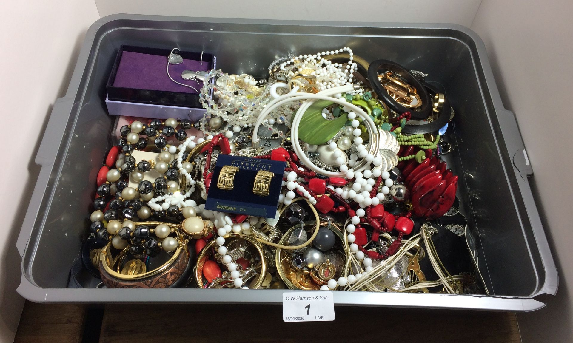 Contents to tray - assorted costume jewellery by Bijoux Givenchy
