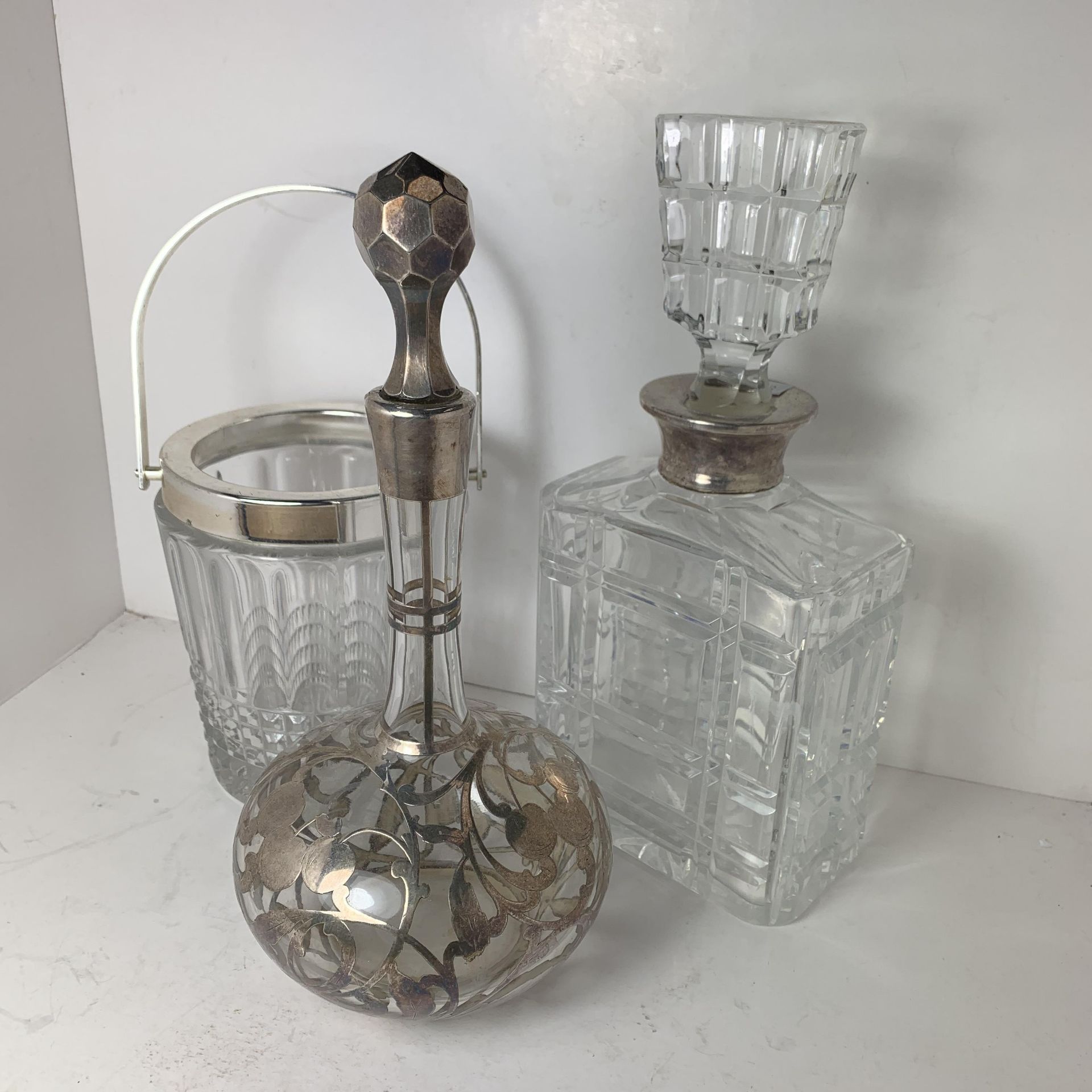 Decanter with silver mount and glass stopper, - Image 2 of 2