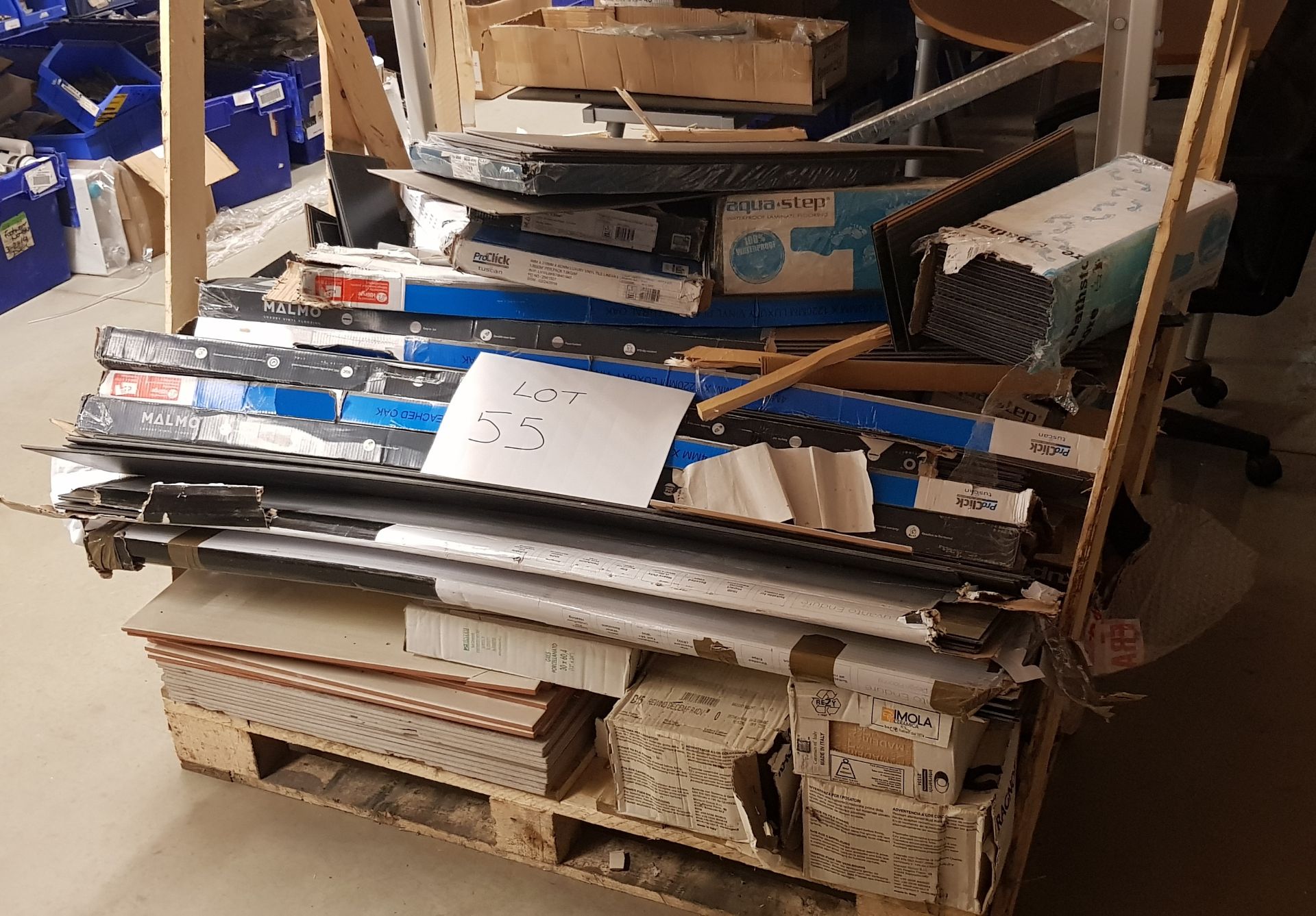 A VERY LARGE QUANTITY OF WATERPROOF VINYL FLOORING AND MIXED CERAMIC TILES