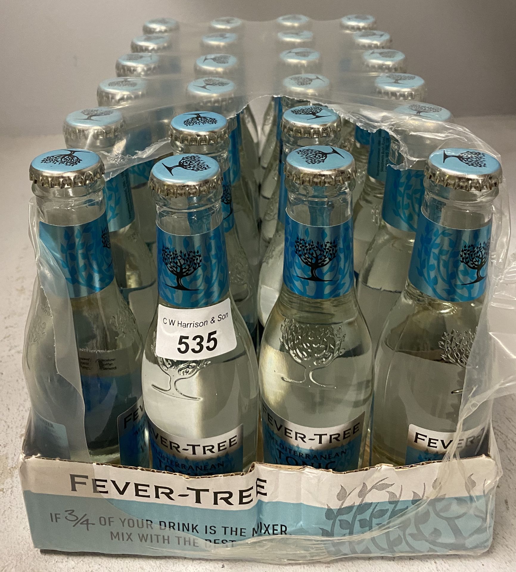 24 x 200ml bottles of Fever Tree Mediterranean Tonic Water