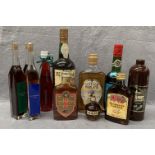 11 various sized bottles to include flavoured gins (100ml), bottle of Madeira wine,