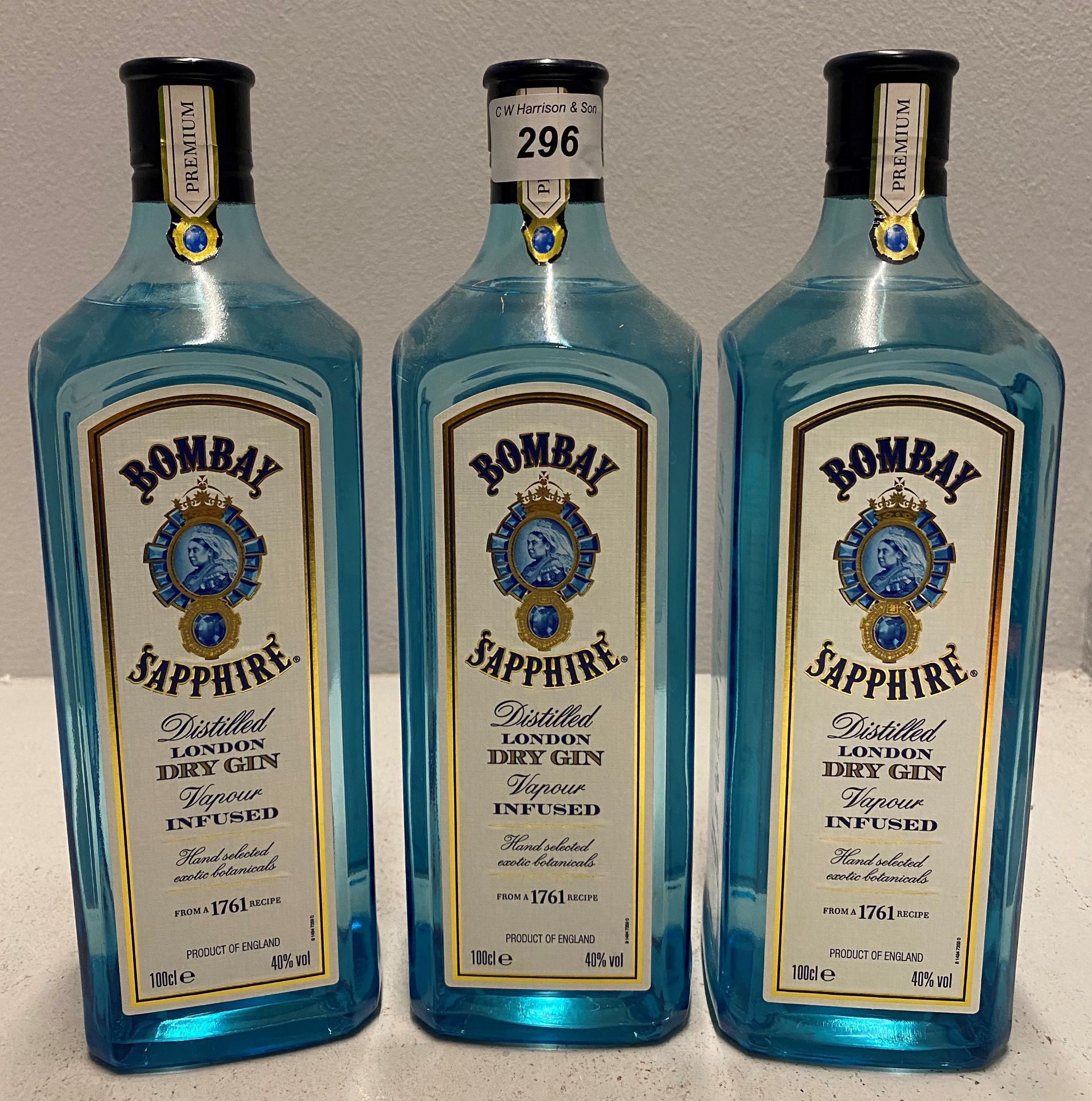 4 x 100cl bottles of Bombay Sapphire Gin